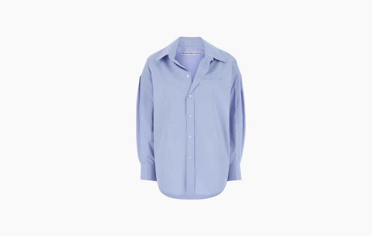 Graphic Embroidery Oversized Shirt "Oxford Blue"