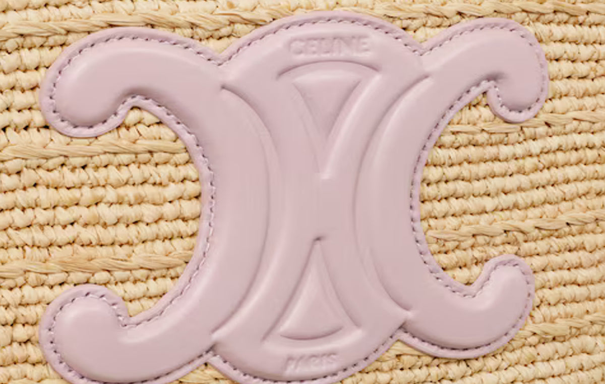 Teen Supple Celine Classic Panier In Raffia and Calfskin "Bleached Pink"