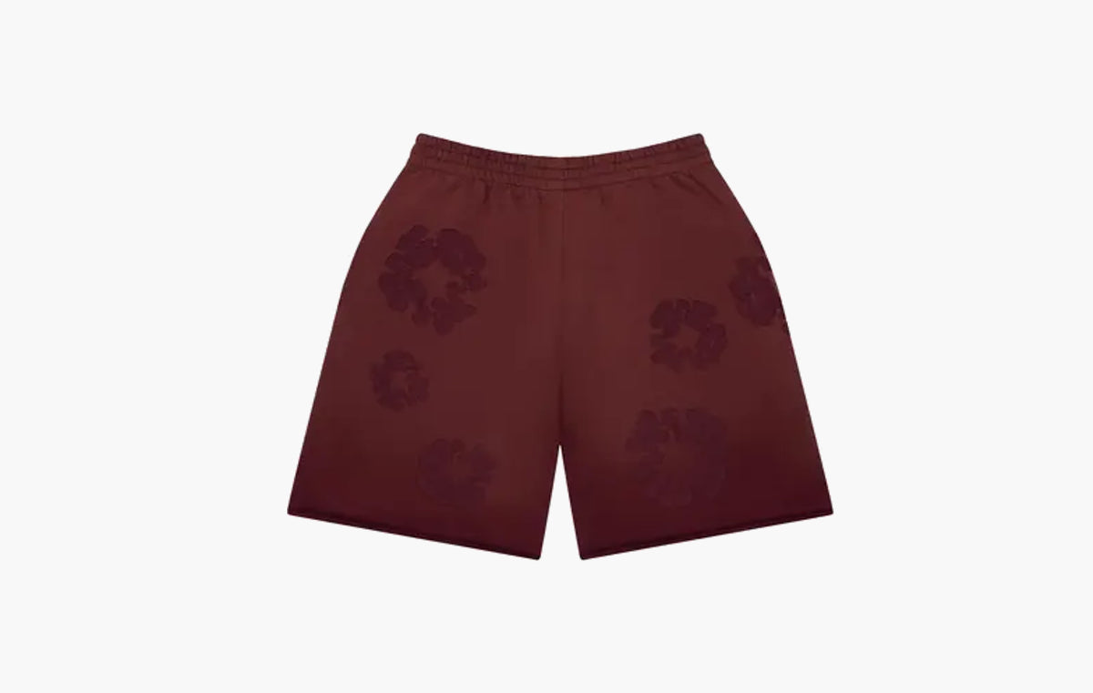 Faded Mono Cotton Wreath Sweatshorts "Beet Root"