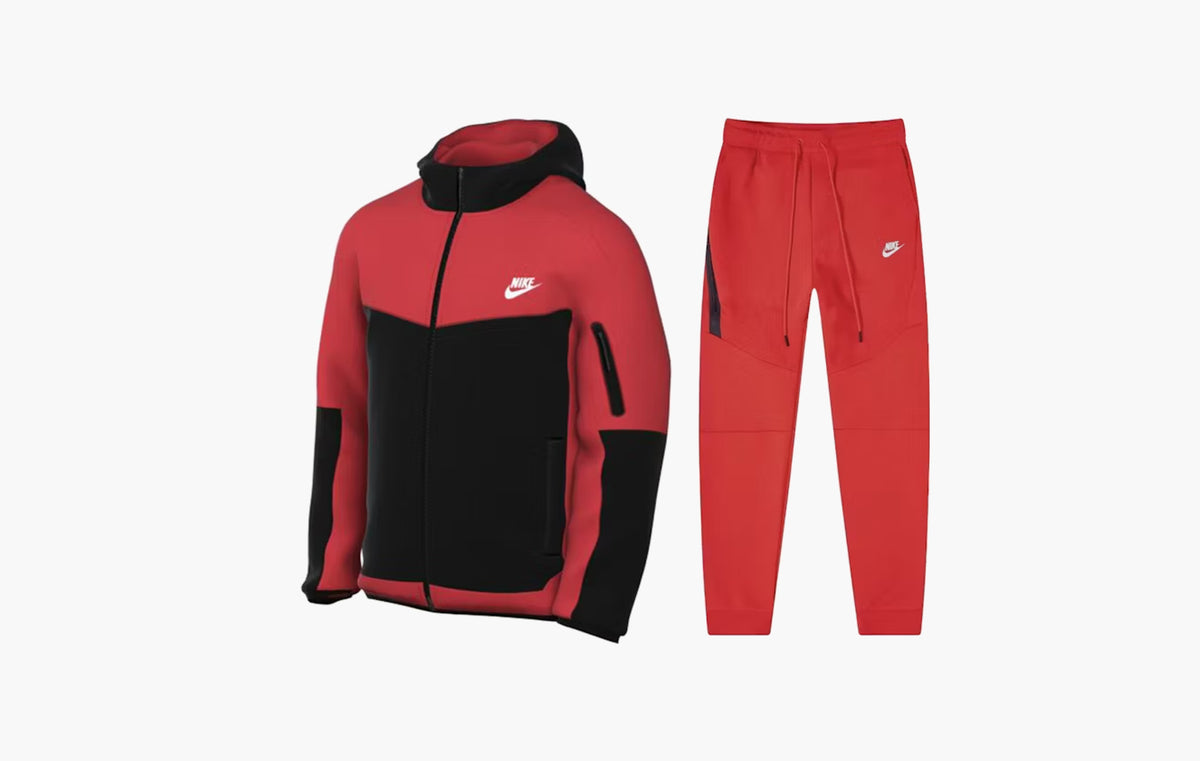 Sportswear Tech Fleece Full Zip Hoodie & Joggers Set "Light Crimson/Black/White"