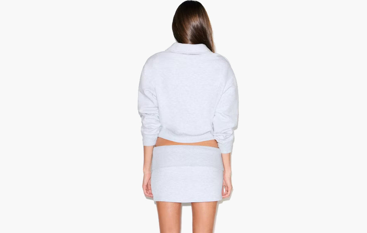 Cotton Fleece Polo Sweatshirt "Light Heather Grey"
