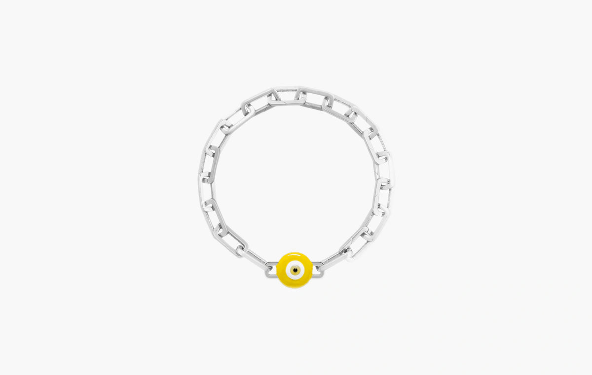 Yellow Evil Eye Charm "Silver"