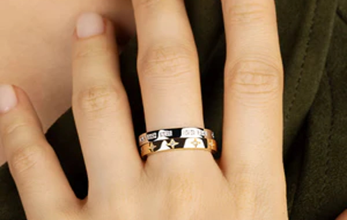 Morse Code TOI MOI Morse Code Rings 18k Yellow Gold Plated