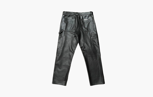 Fleur Knee Leather Carpenter Pants "Black"