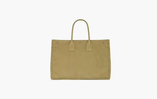 Rive Gauche Large Tote Bag In "Canvas Khaki"