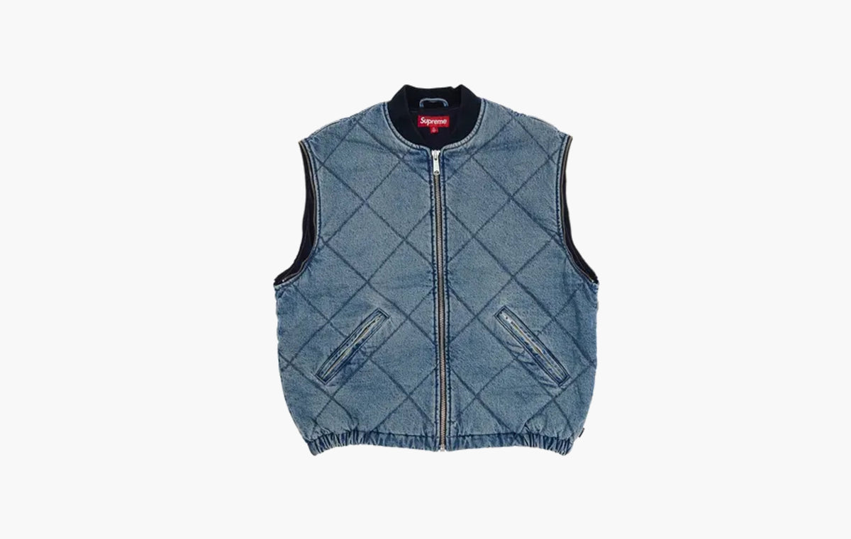 Zip-Off Sleeve Quilted Bomber Jacket "Denim"