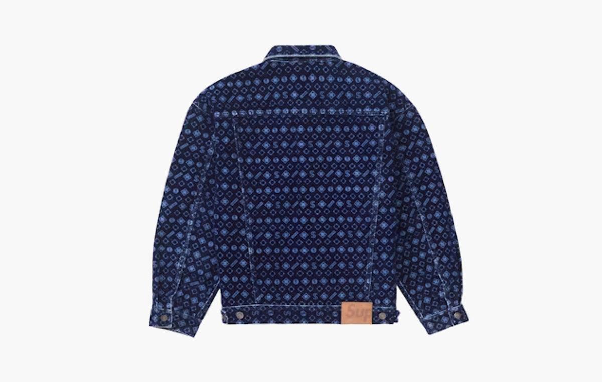 Flocked Denim Trucker Jacket "Blue"