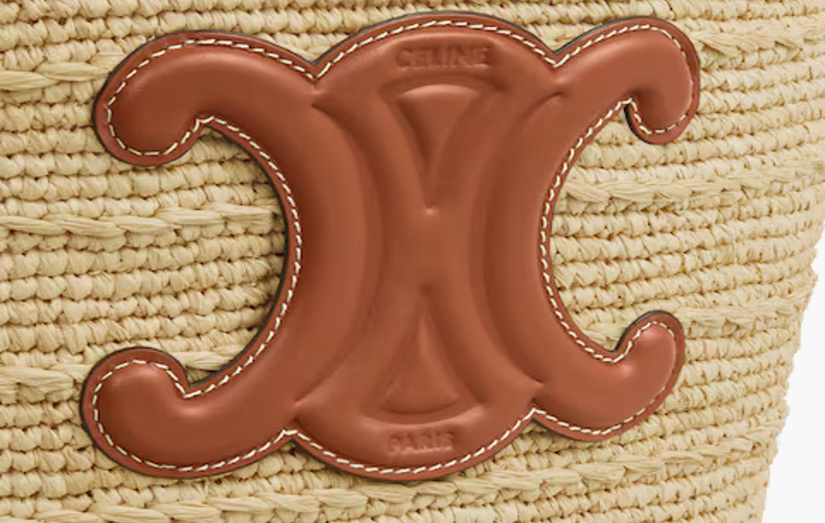 Teen Supple Celine Classic Panier In Raffia and Calfskin "Tan"