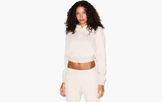 Cotton Fleece Polo Sweatshirt "Oatmeal Heather"