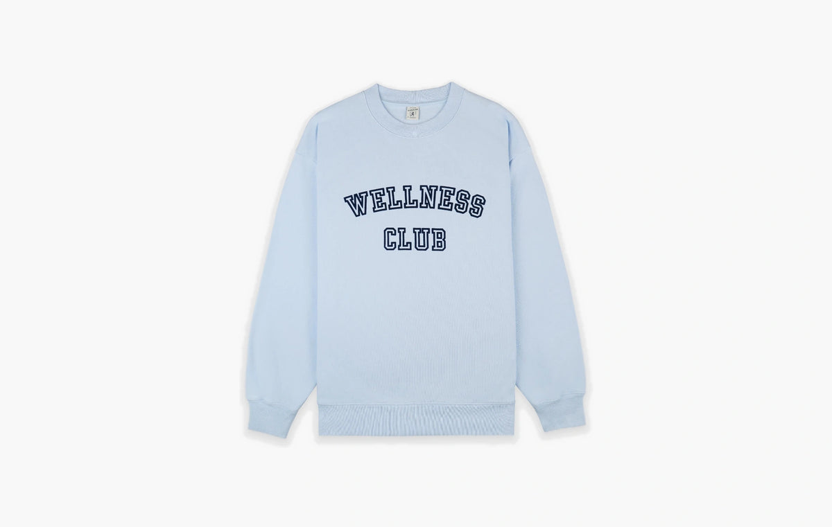 Wellness Club Flocked Crewneck "Ciel/Dark Navy"