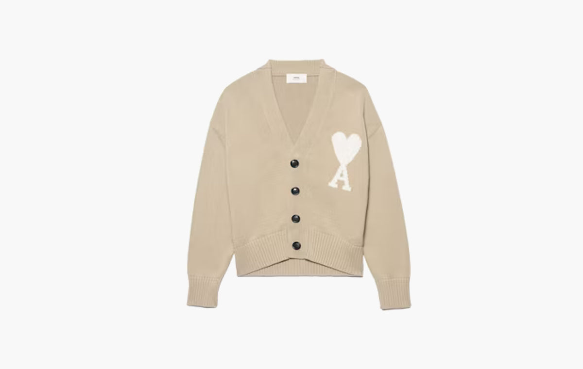 Ami De Coeur Boxy Fit Cardigan "Beige/White"