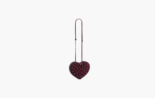 Le Coeur Goat Suede Bag With Rhinestones "Garnet Red"