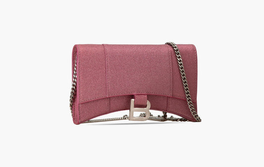 Hourglass XS Wallet On Chain In Sparkling Fabric "Pink"