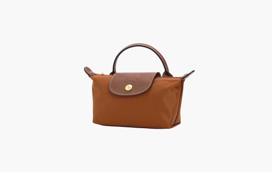 Le Pliage Green Pouch with handle "Cognac"