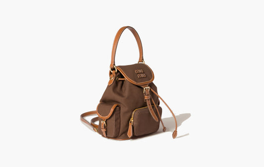 Canvas And Leather Backpack "Cocoa Brown/Brandy"