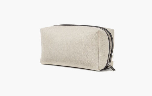 Medium Extra Travel Pouch Cotton Linen "Natural-Stonebenge/Antique Silver"