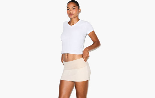 Cotton Fleece Foldover Mini Skirt "Oatmeal Heather"