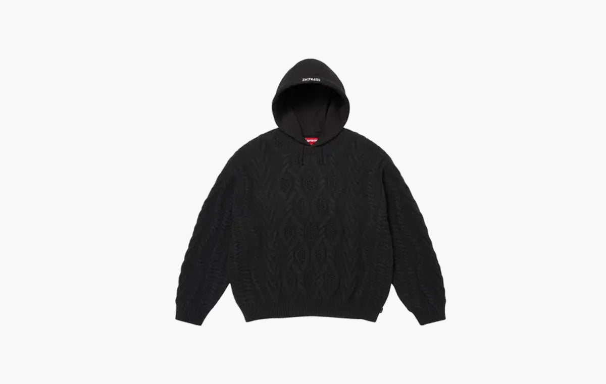 Cable Hooded Sweater "Black"