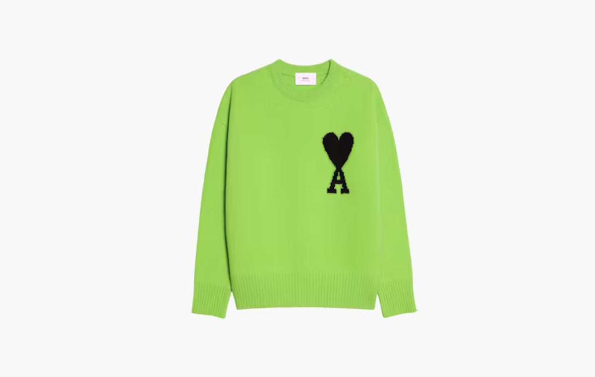 Ami de Coeur Merino Wool Crewneck Jumper "Green/Black"