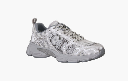 Chrono Sneaker WMNS "Gray Mesh with Silver-Tone Laminated Leather-Effect Panels"
