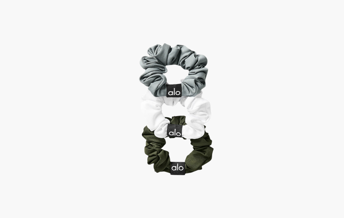 Fresh Mini Scrunchie 3-Pack "Green Olive/Lunar Grey/White"