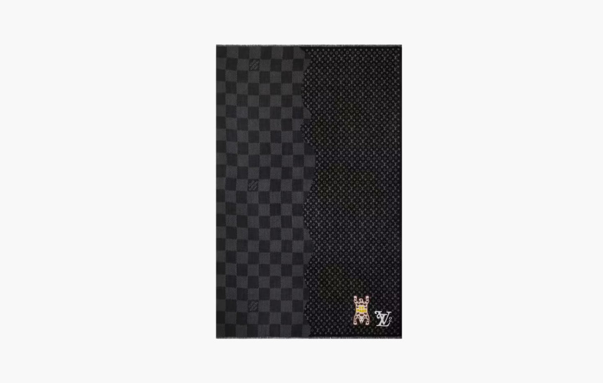 Damier Giant Wave Monogram Stole "Gris"