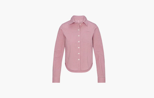 Cotton Poplin Micro Short Sleep Set "Berry Check"