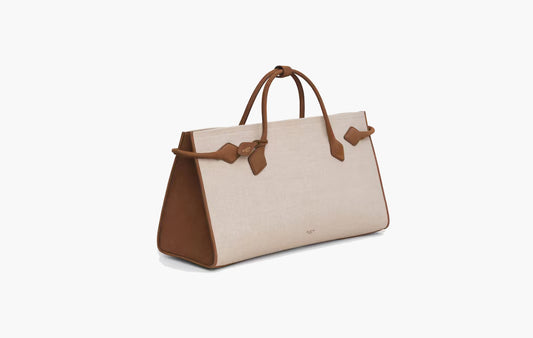 Le Teckel Tote Bag Made Of Canvas And Nubuck Leather "Umber"