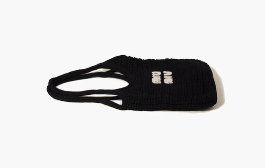 IVY Raffia-Effect Woven Tote Bag "Black/Chalk White"