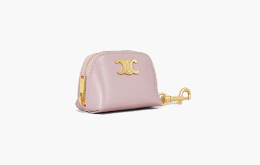 Micro Triomphe Charm In Shiny Calfskin "Bleached Pink"