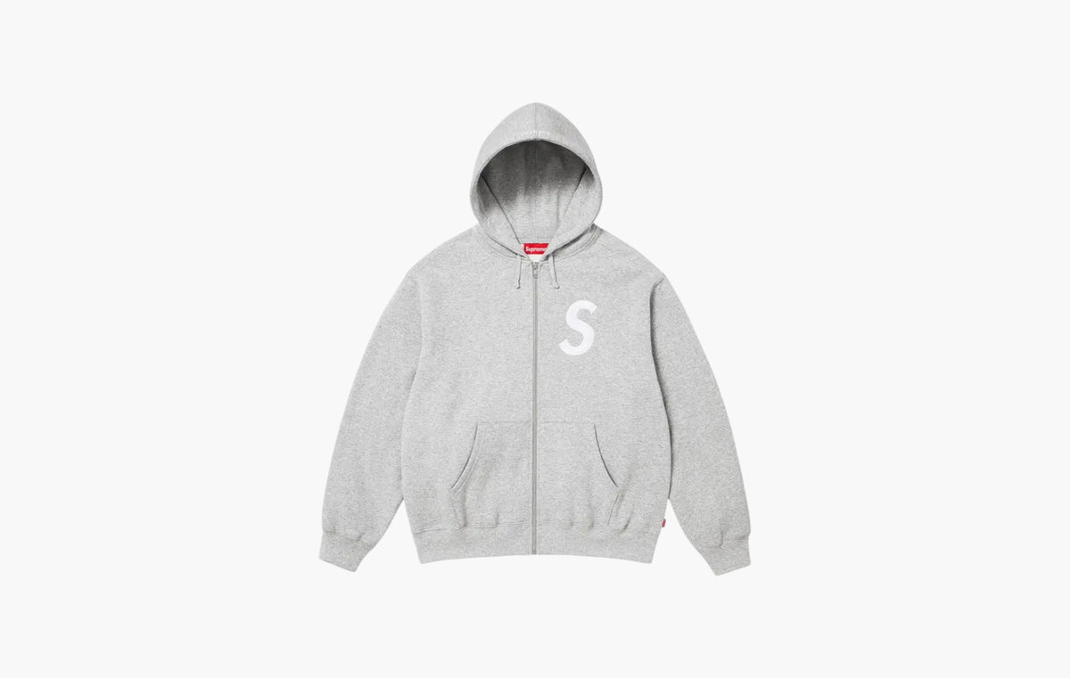 S Logo Zip Up Hooded Sweatshirt "Heather Grey"