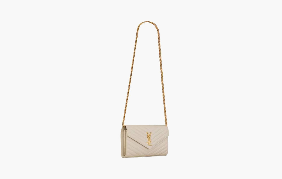 Cassandre Chain Wallet In Lambskin "Blanc Vintage"