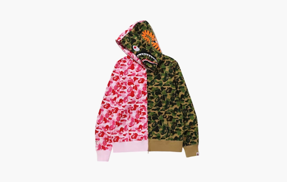 BAPE ABC Camo Crazy Shark Full Zip Hoodie "Pink/Green"