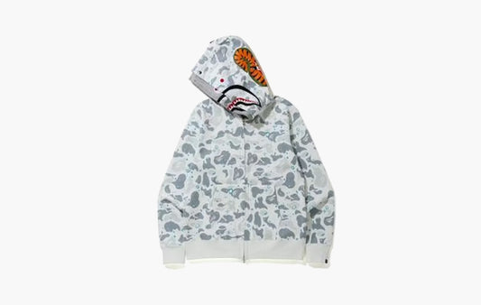 BAPE Space Camo Shark Full Zip Double Hoodie "White Multi"