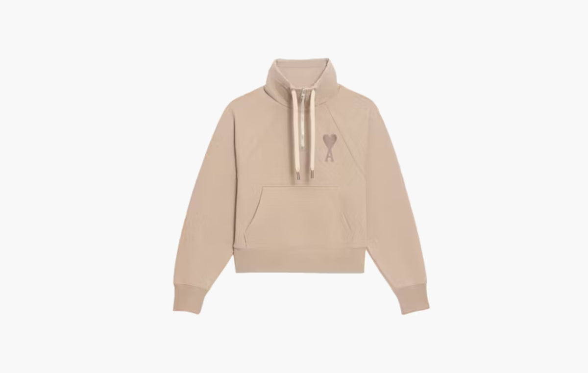 Ami de Coeur Half-Zip Boxy Fit Sweatshirt "Beige Fonce"