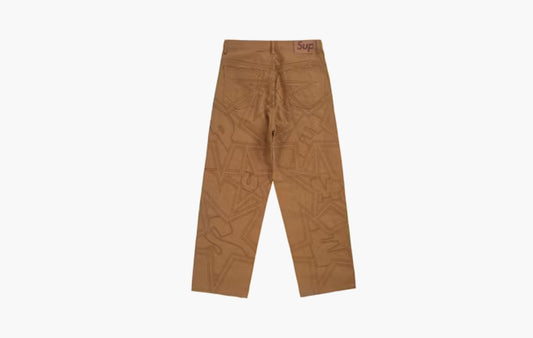 Stars Topstitch Baggy Jean "Brown"