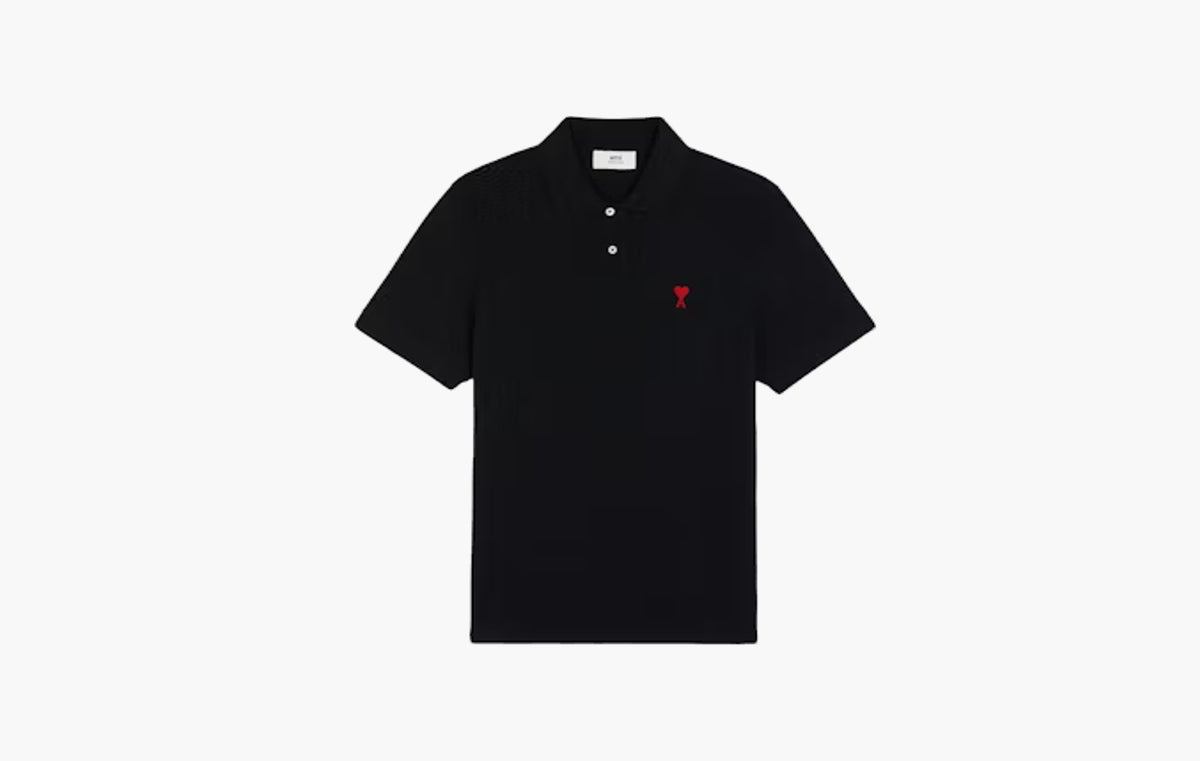 Ami De Coeur Embroidered Polo Shirt "Black/Red"