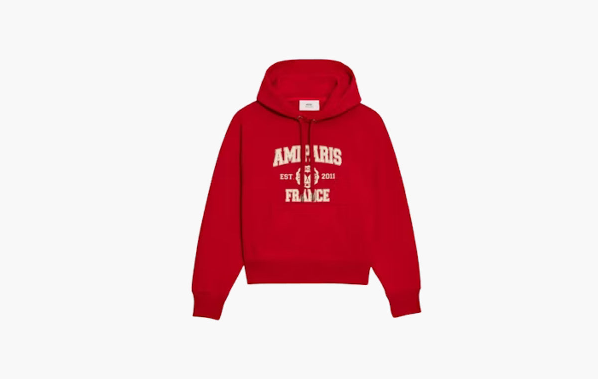 Ami Paris France Boxy Fit Hoodie "Red/White"