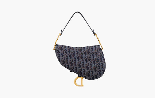 Saddle Bag With Strap "Blue and Tobacco Brown"