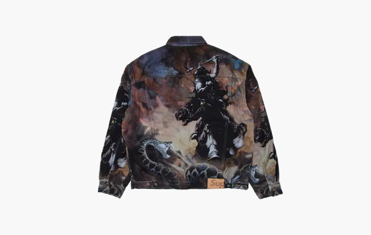 Faux Shearling Lined Trucker Jacket "Multicolor"