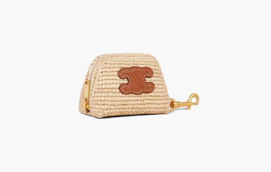 Micro Triomphe Charm In Raffia "Natural/Tan"