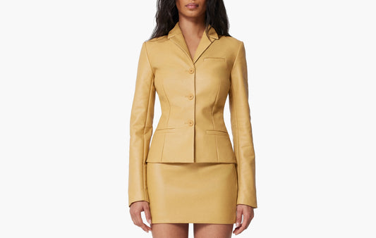 Faux Leather Fitted Blazer "Honey"