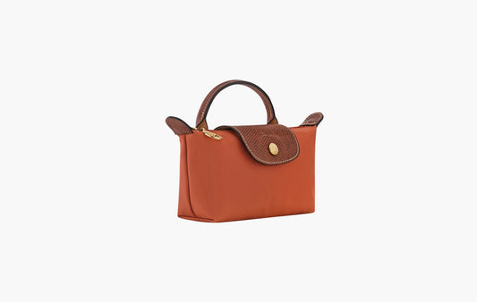 Le Pliage Original Pouch With Handle Recycled Canvas "Brick"