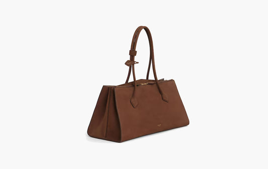 Le Teckel Tote Bag Made From Calf Nubuck Leather "Brown"