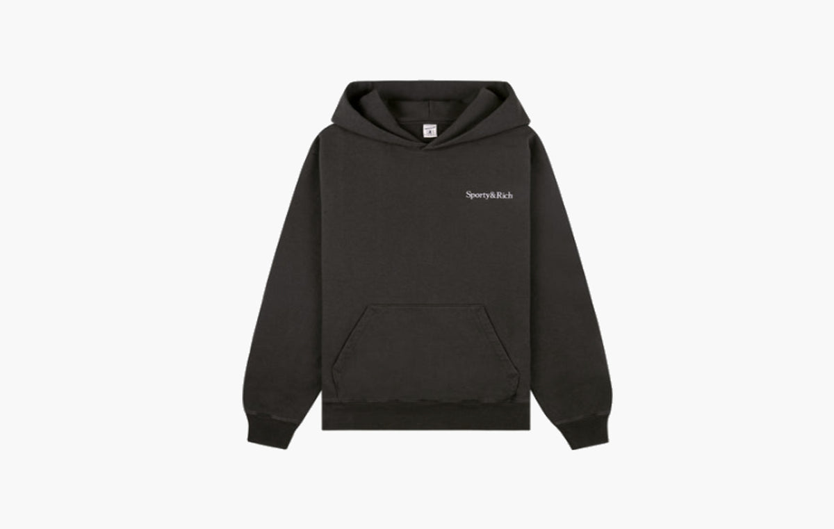 Serif Logo Hoodie "Faded Black/White"