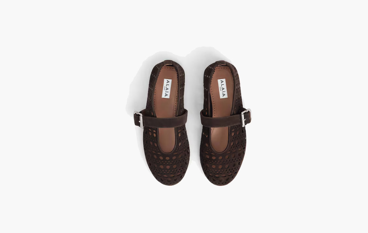 Vienne Suede Flat Ballerinas "Dark Brown"