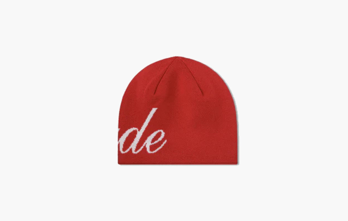 Script Knit Beanie "Red/Creme"