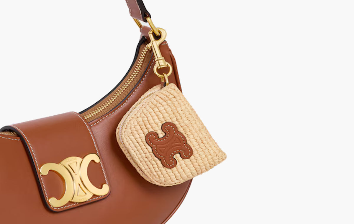 Micro Triomphe Charm In Raffia "Natural/Tan"