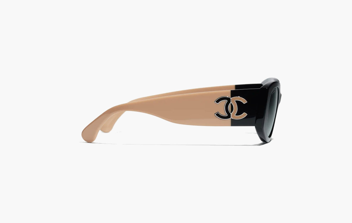 Oval Sunglasses "Black & Beige"