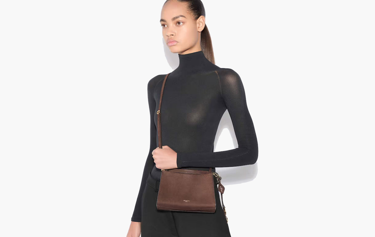 Small Square Bag Le Click In Calfskin "Dark Brown"